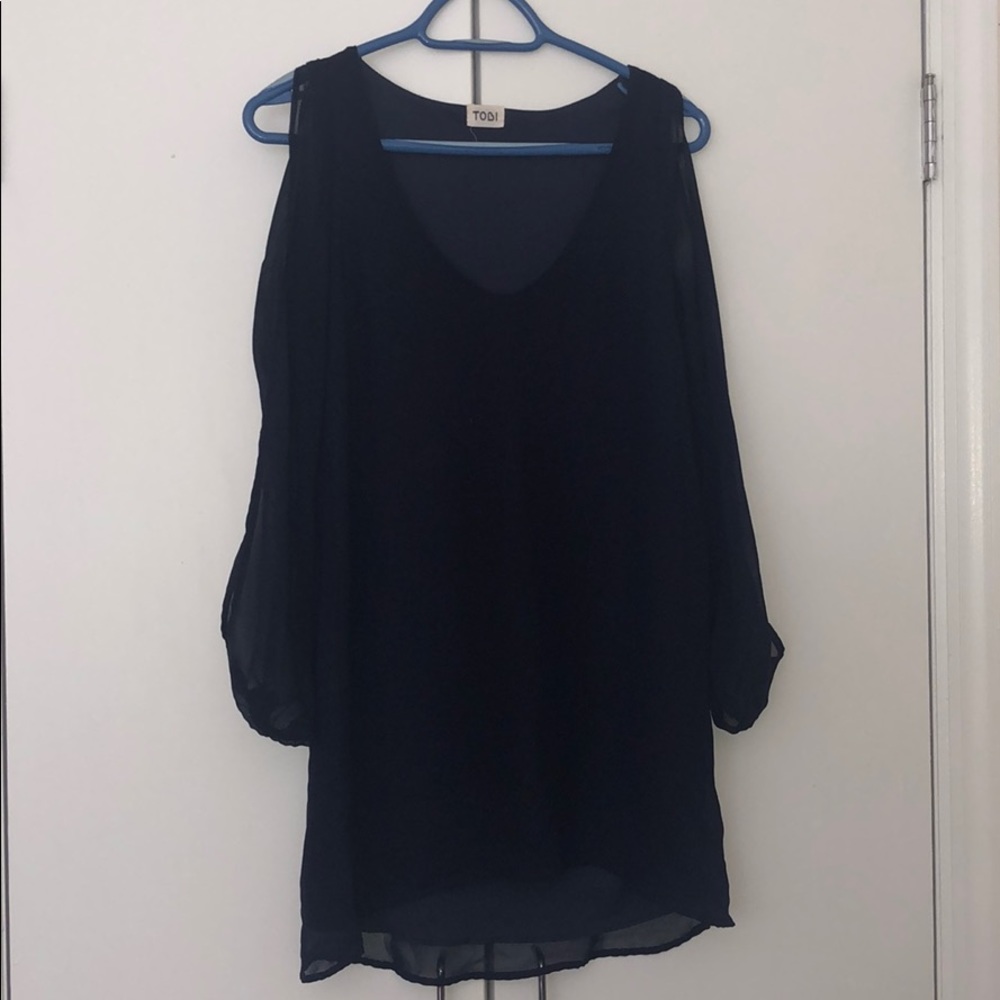 Navy Dress - Cold Shoulder Sleeves